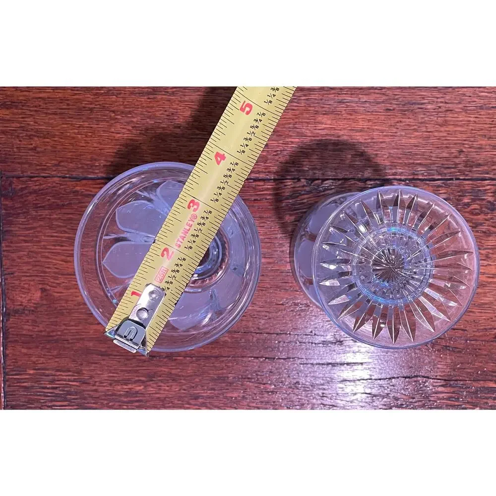 Vintage Hand Blown Crystal Pedestal Water Goblets, Frosted Design, Set of 2